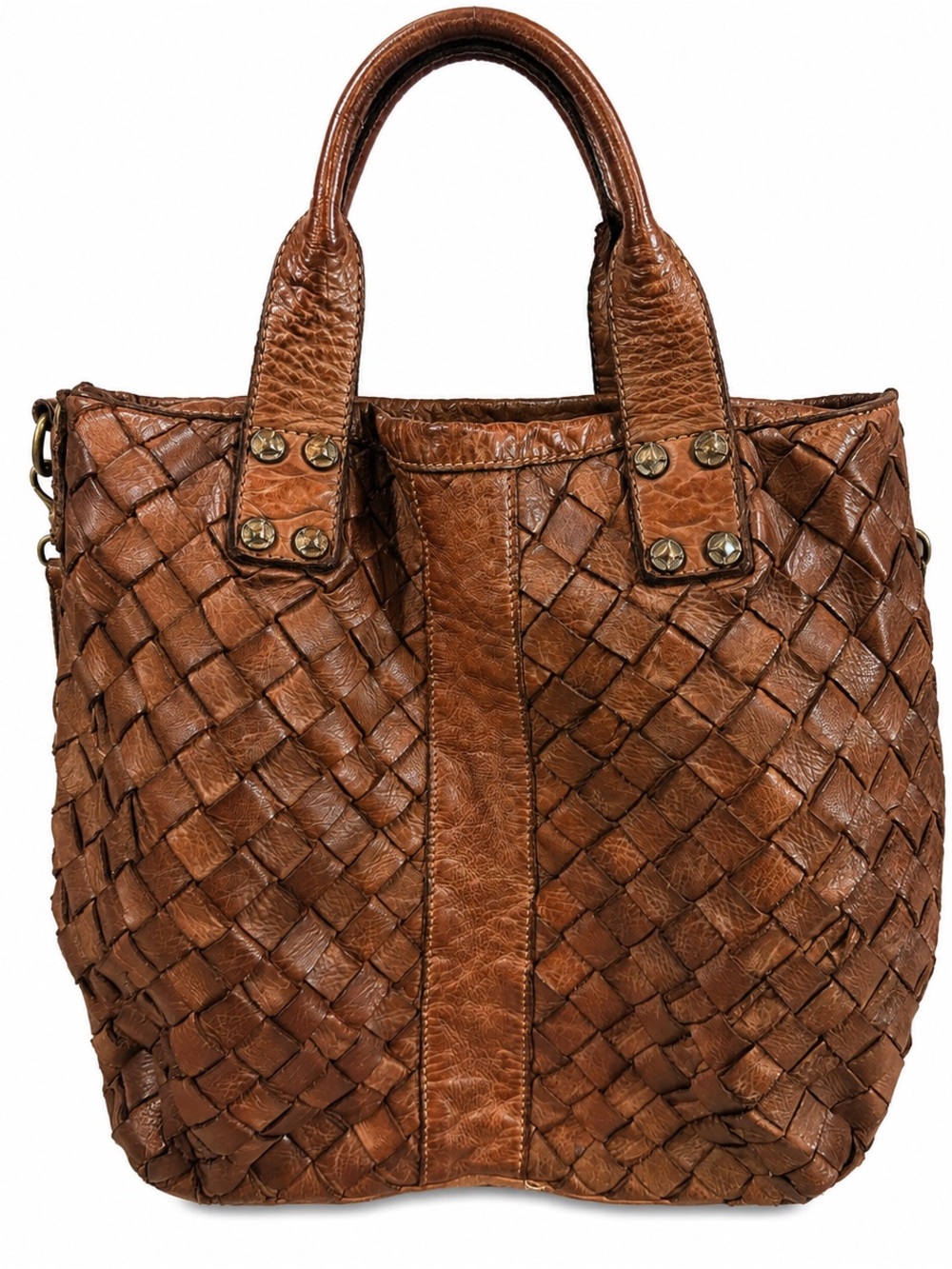 avcoB Genuine Leather Made in Italy Woven Handbag